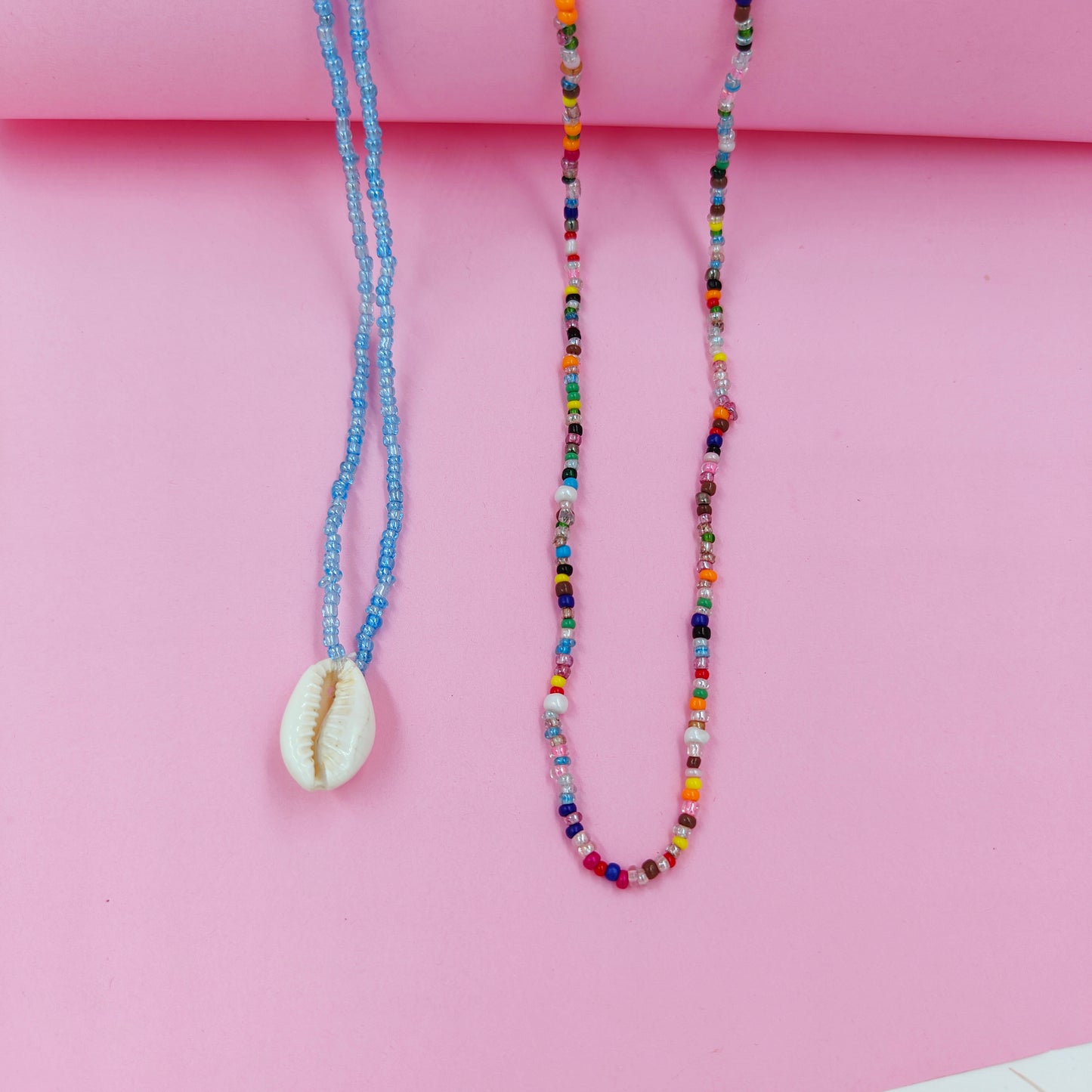 Blue shell +multibeads necklace