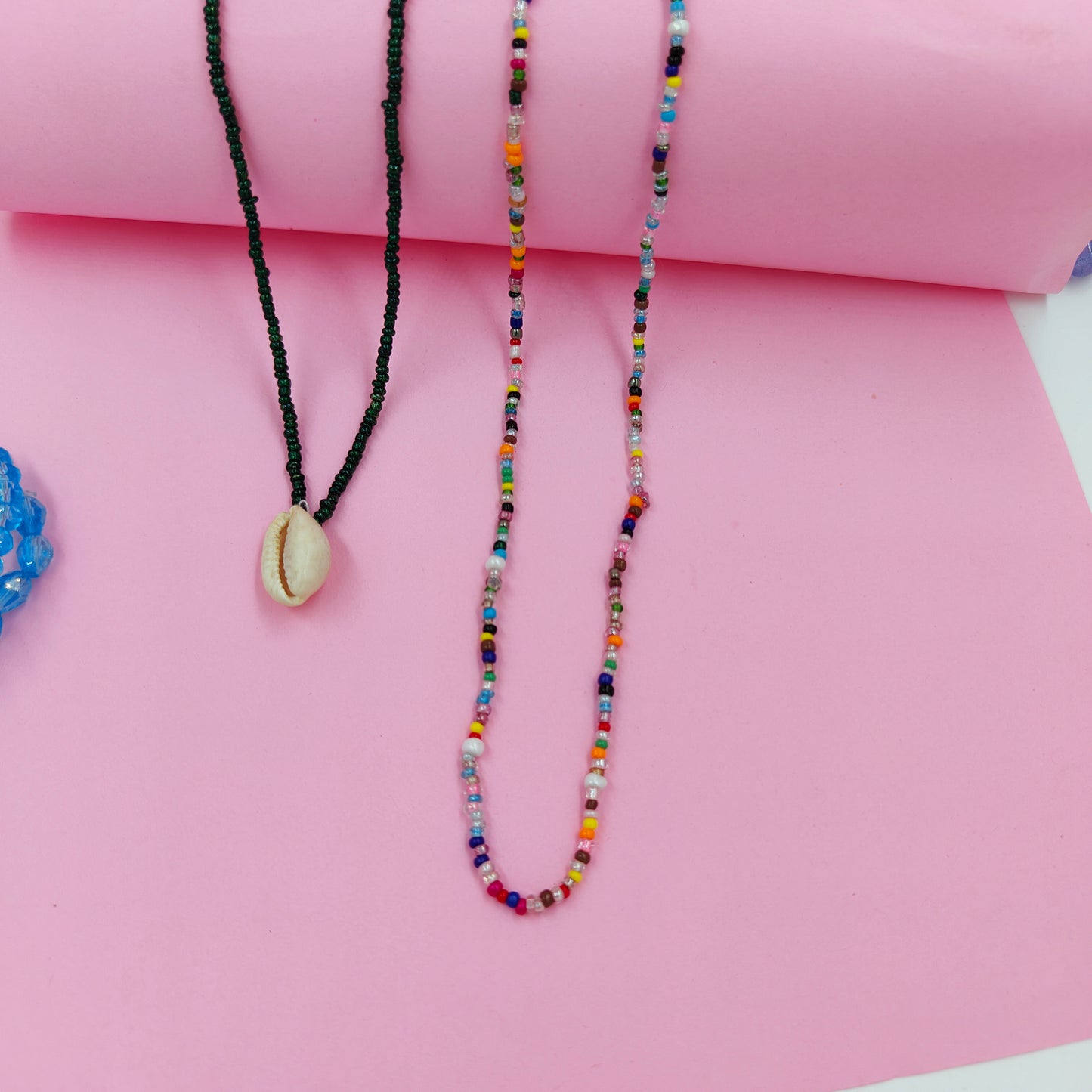 Green shell +multibeads necklace