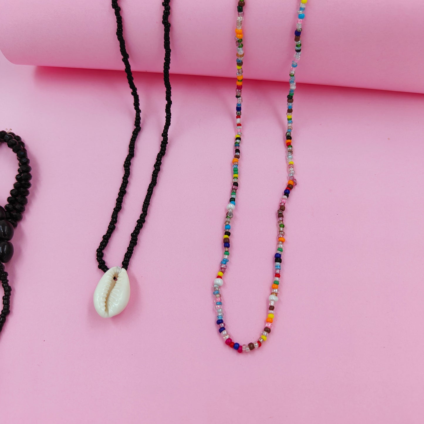 Black shell+multi beads necklace
