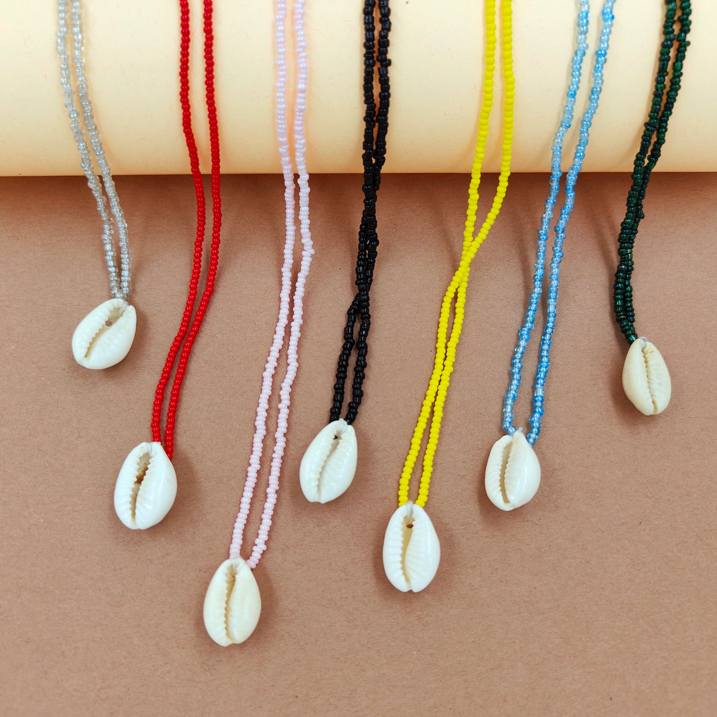 Multicolored shell necklaces