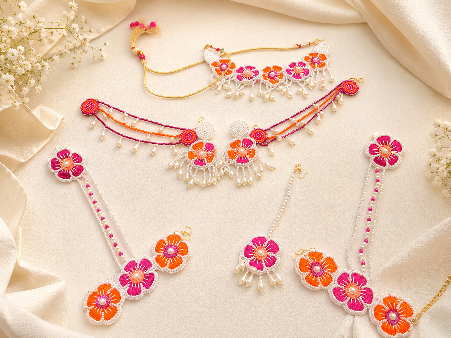 Dual color floral Jewellery