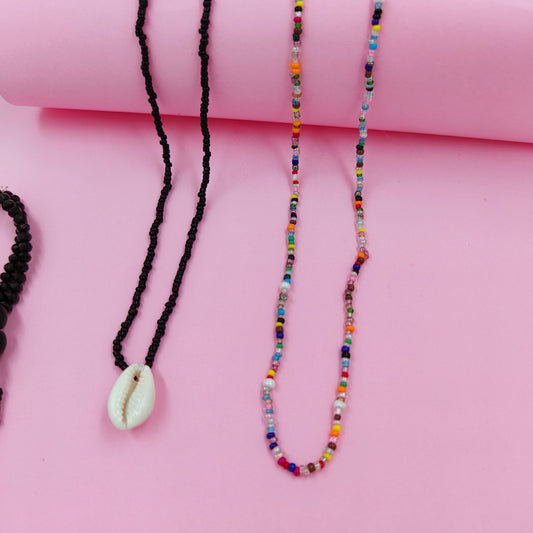 Black shell+multi beads  necklace