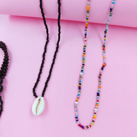 Black shell+multi beads  necklace