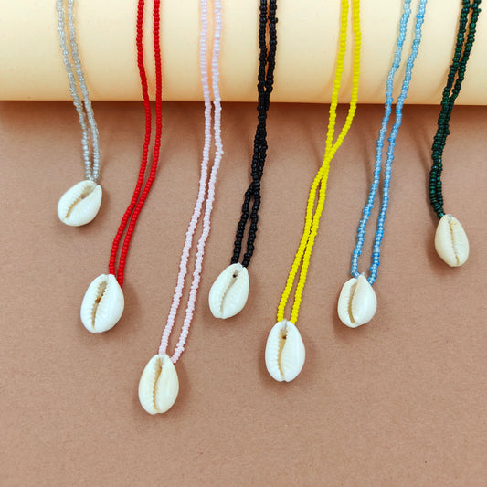 Multicolored shell necklaces