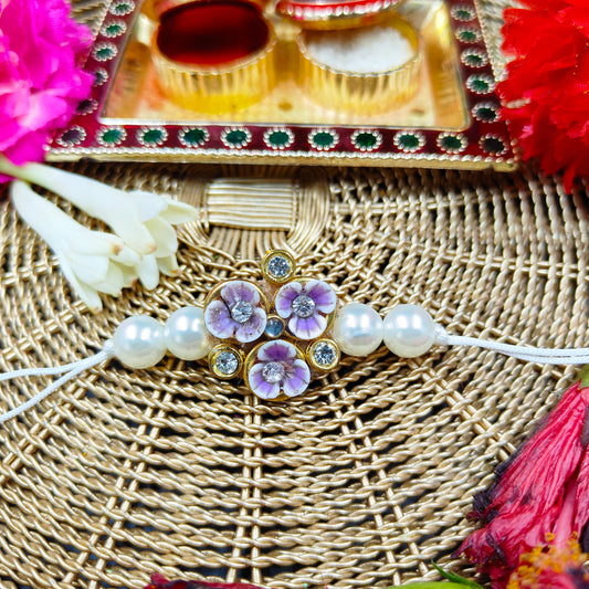 Purple Floral Rakhi Lumba Set