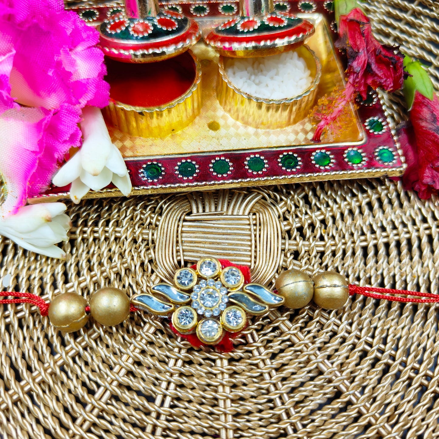 Kundan Rakhi Lumba Set