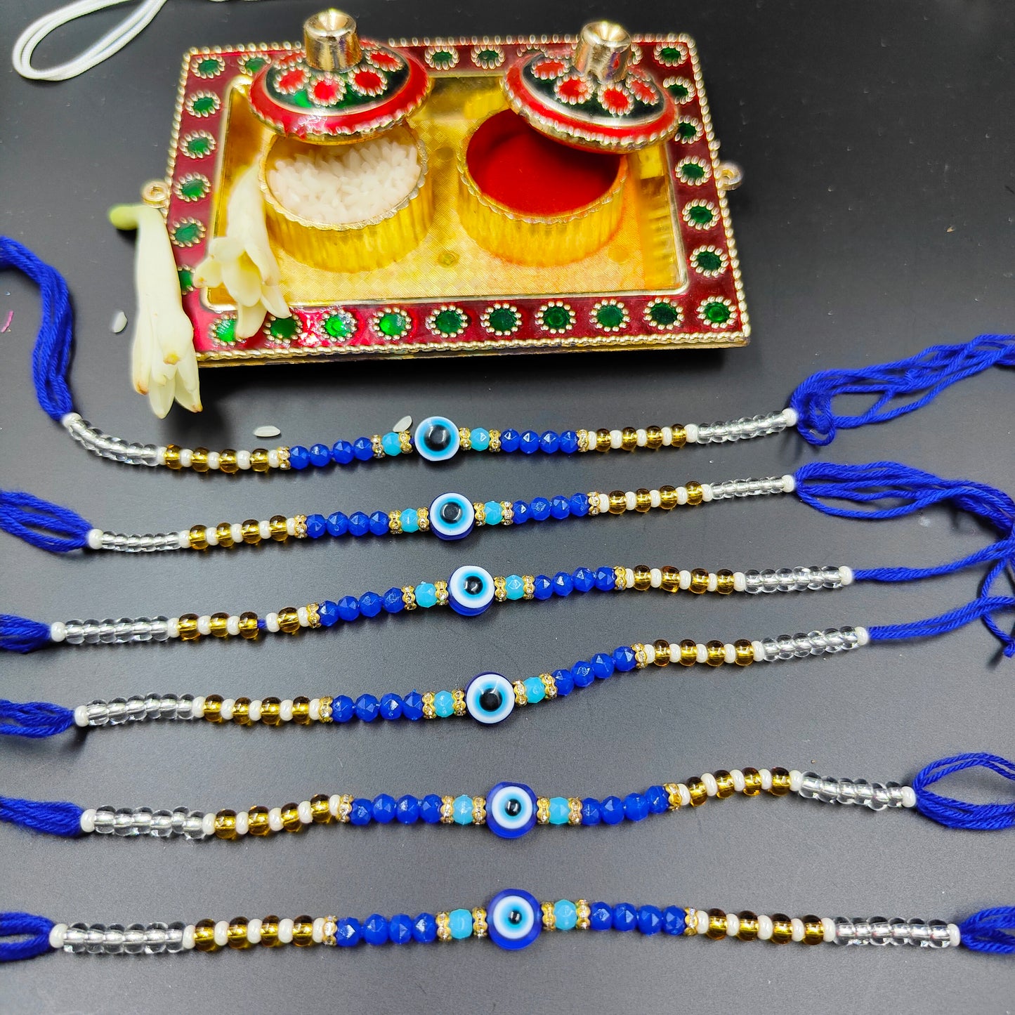Evil Eye Sada Rakhi Set of 6