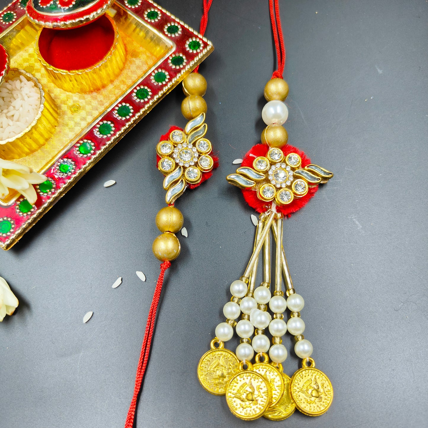 Kundan Rakhi Lumba Set