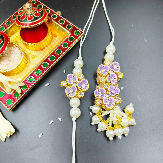 Purple Floral Rakhi Lumba Set