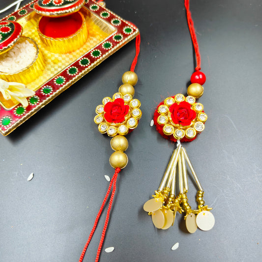 Red Rose Rakhi Lumba Set