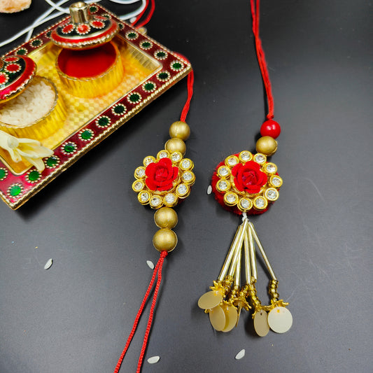 Red Rose Rakhi Lumba Set
