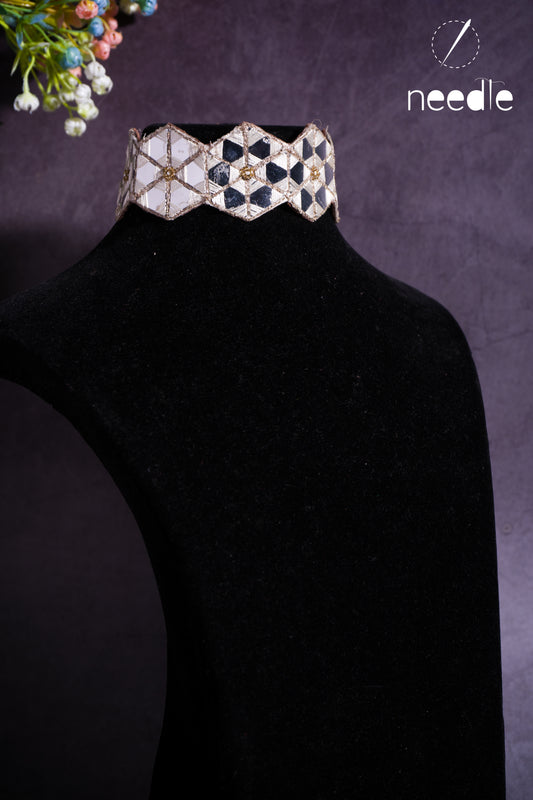 Off white Mirror Work Set