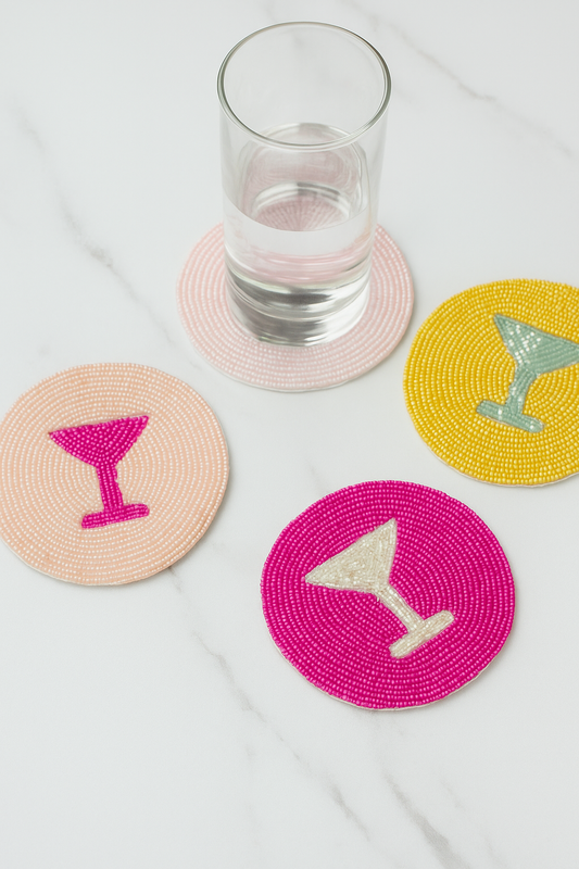 Cocktail Glass Beaded Coasters