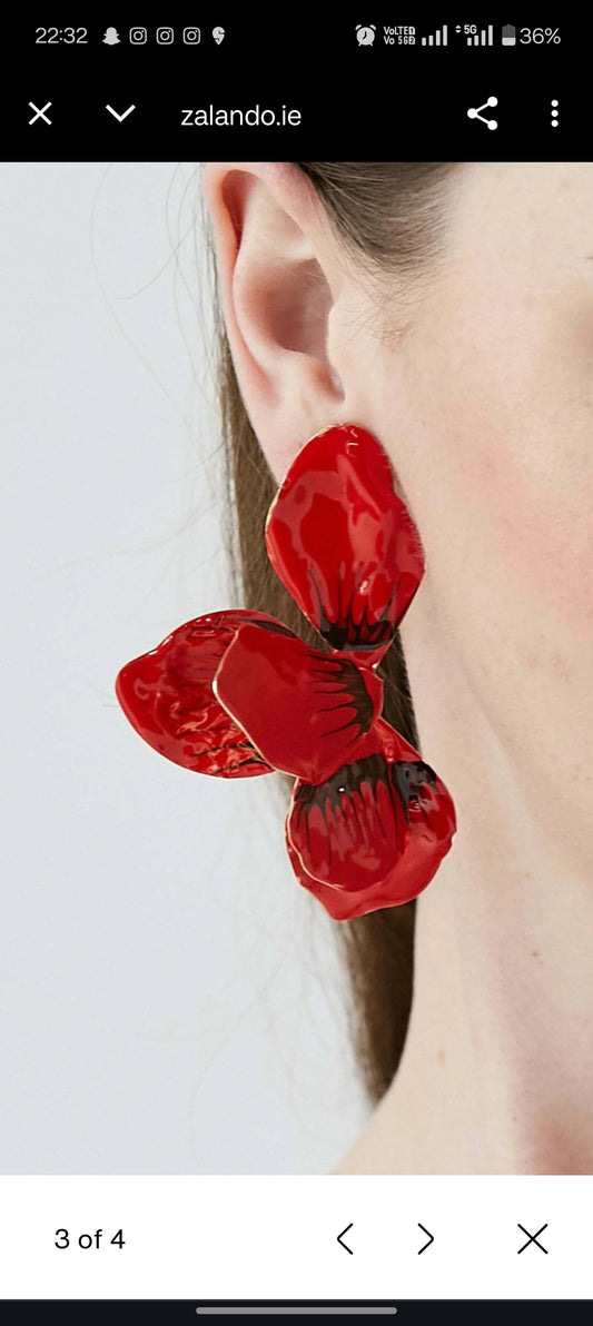 Scarlet Bloom Petal Earrings